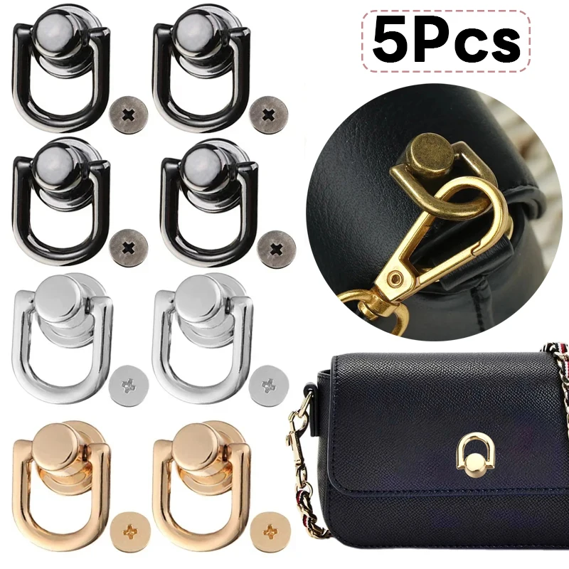 5Pcs D Ring Bag Side Clip Buckles Diy Metal Double D Buckle Handbag Chain Handles Connector Bag Strap Hardware Accessories 10 50 pieces metal flat custom o ring bag buckles women handbag strap clothes decorative clasp loop diy hardware accessories