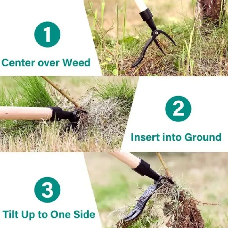 Weeding Head Replacement Metal Long Handle Stand Up Puller Head Gardening Digging Weeder Head Removal Accessory Handle Tool 2
