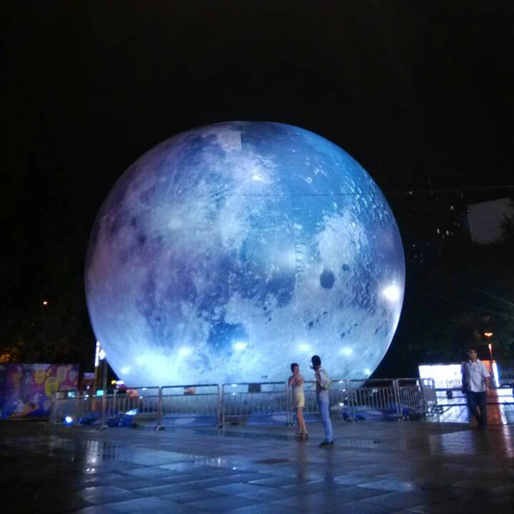 Hot sale Mid-autumn festival giant inflatable moon ball with led light high resolution printed global balloon for events