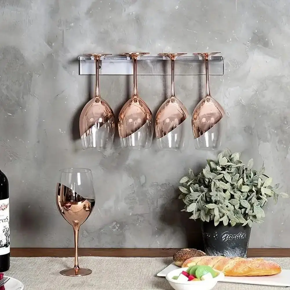 Champagne Wall Shelf Acrylic Wine Glass Holders for Home Bar Organization Wall Mounted under Cabinet for Kitchen for Home 4
