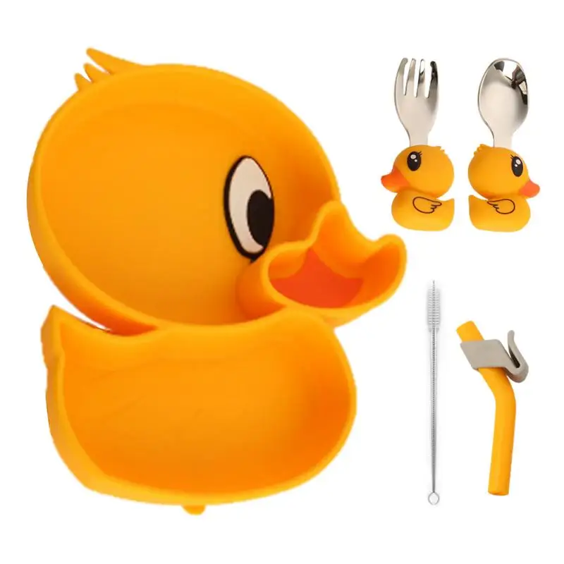 baby-plates-with-suction-silicone-baby-plates-cute-duck-divided-kids-baby-plates-unbreakable-microwave-dishwasher-safe