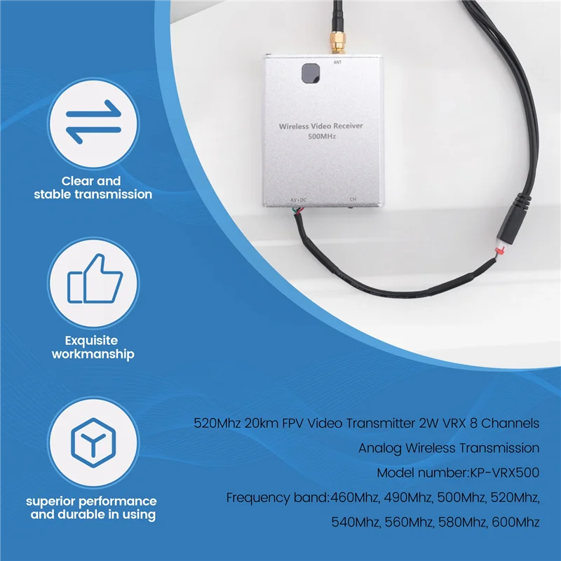 520Mhz 20Km FPV Video Transmitter 2W 8 Channels Analog Wireless Transmissionabht