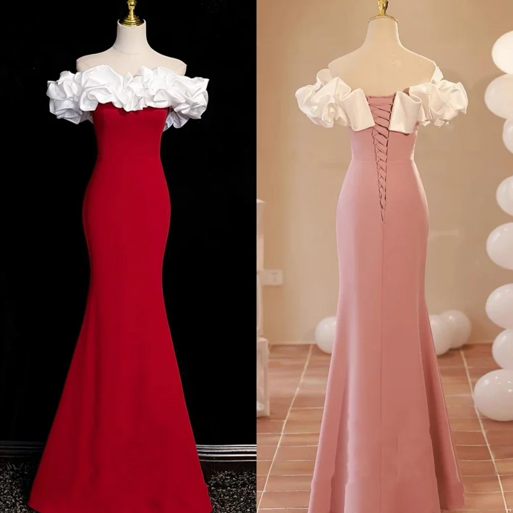 

Yipeisha Prom Dress Exquisite Sizes Available Off-the-shoulder Mermaid Fold Floor Length Skirts Charmeuse Evening Dresses