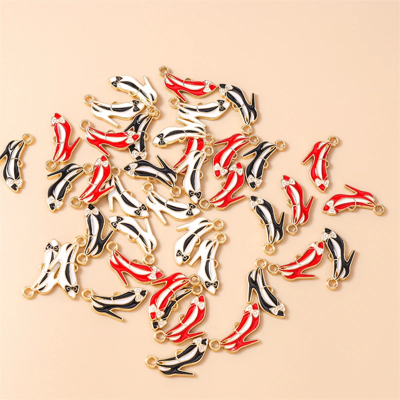 20 Stück 15x22mm Niedliche Emaille High Heels Anhänger für die Herstellung von Ohrhängern, Halsketten, Armbändern, DIY-Bastelarbeiten, Schmuckzubehör – Detail 10