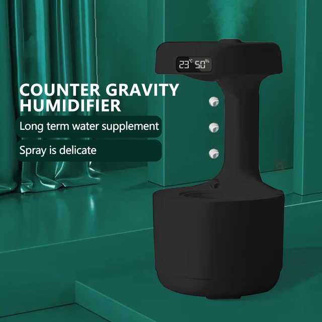 Humidificateur de goutte d'eau anti-gravité à affichage intelligent W1 LED  (vert clair)