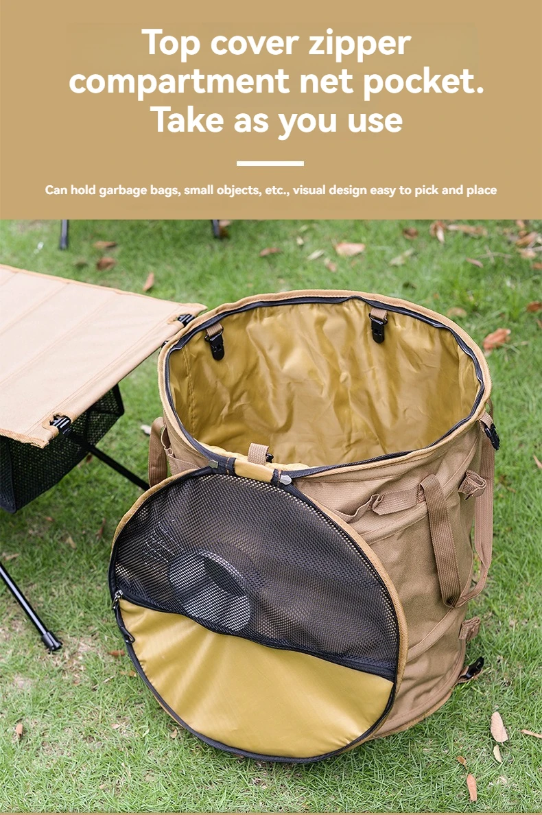 Oxford Stoff Mülleimer Kleidung verschiedene Aufbewahrung tasche Falten Camping zusammen klappbaren Feder eimer für die Reise – Detail 3