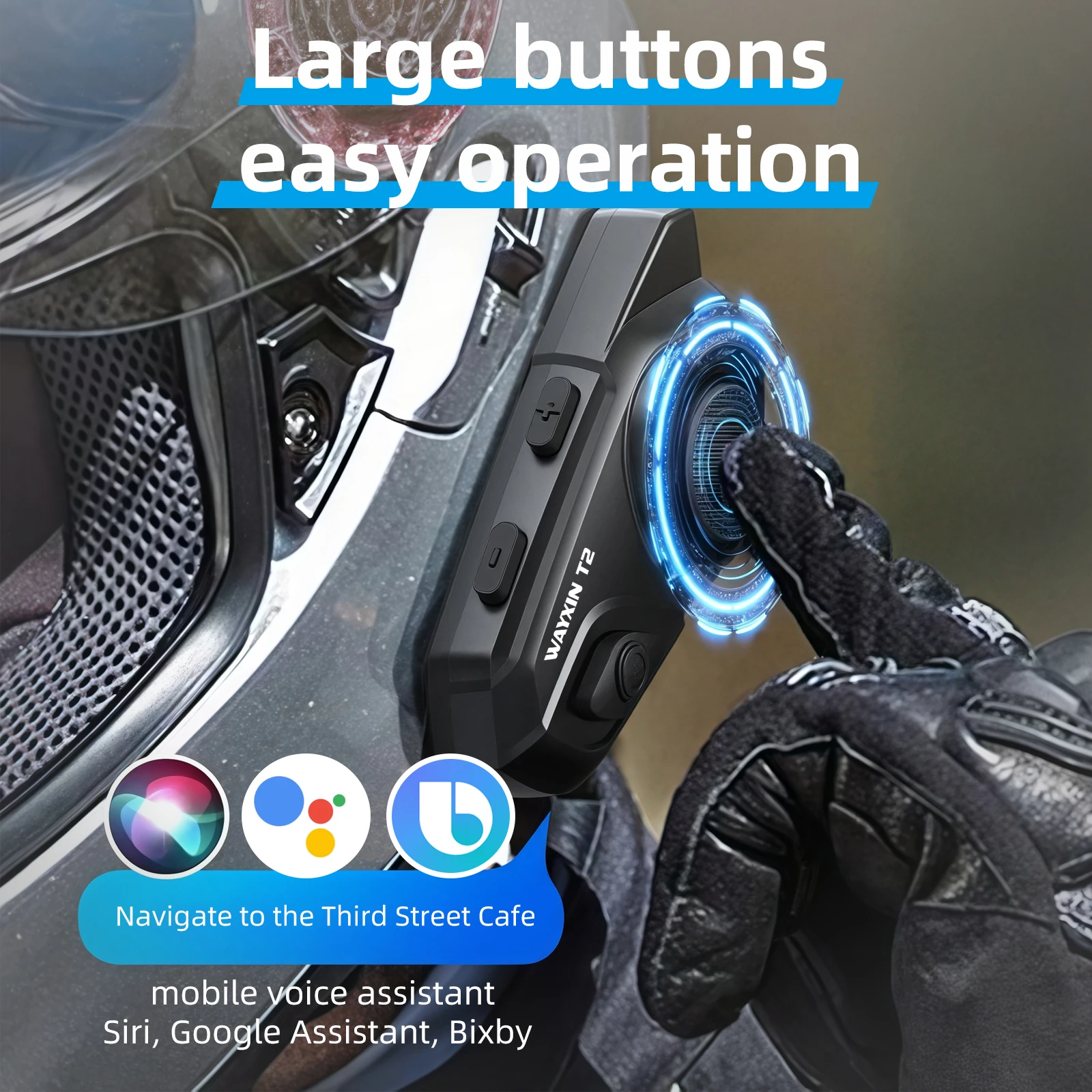 Wayxin T2 Motorcycle Helmet Bluetooth Headset Intercom 4 Riders_voghion.com