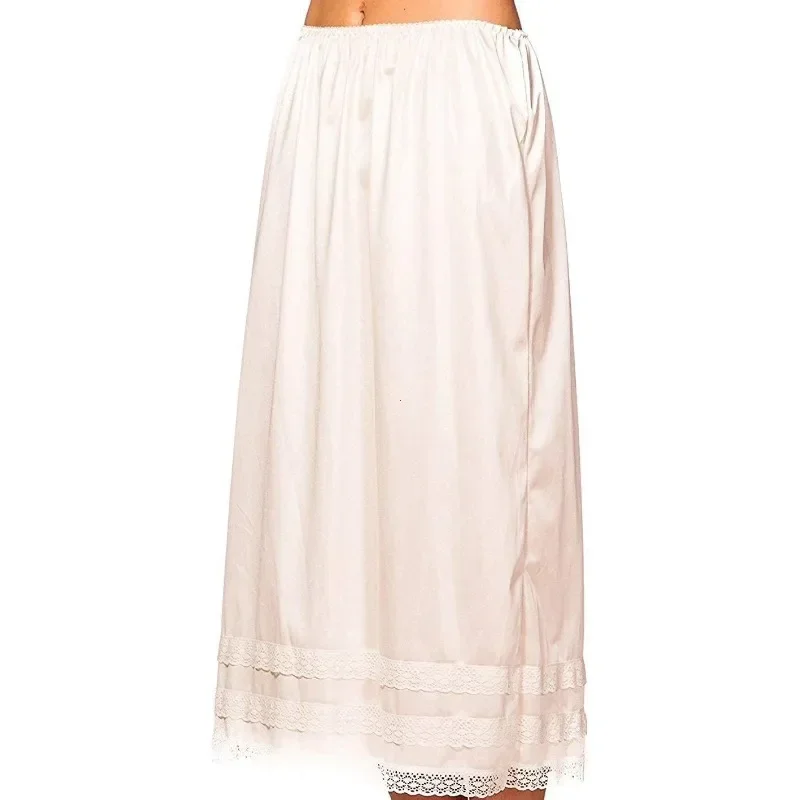 Ladies Half Slip Skirt Underskirt Elastic Waist Lace Trim