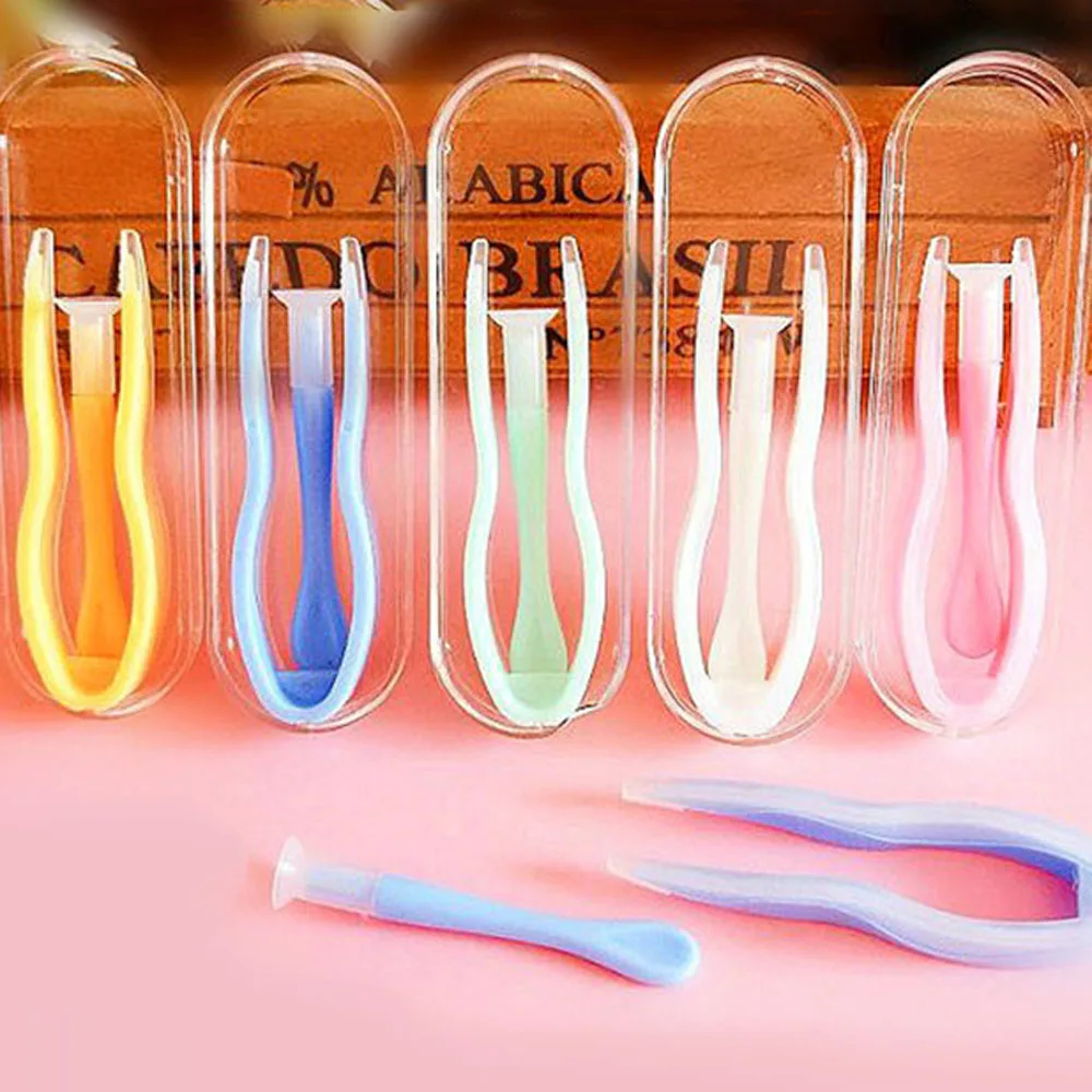 Portable Contact Lens Stick Tool Case Set Inserter Remover Tweezer with Soft Tip