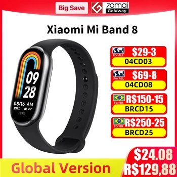 글로벌 버전 샤오미 스마트 밴드 8 미 팔찌, AMOLED 스크린, 혈액 산소 블루투스 방수, 미 밴드 손목 스포츠 시계, 7 색 상품 이미지