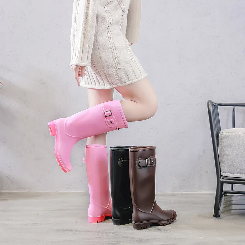 Knee High Flat Wellies Comemore Women Galoshes Rain Boots Women's