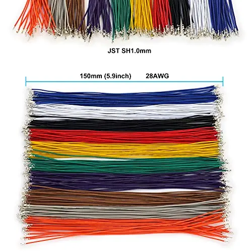JST Connector Kit 1.0mm Pitch JST-SH 1.0 Micro Connector with Premium 28AWG Pre-Crimped Cables,SH 1.0mm (SH-Kit)