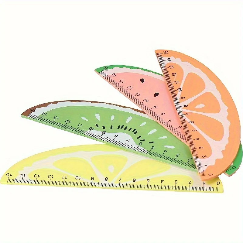 나무 눈금자 측정 눈금자, 창의적인 과일 모델링, 교육 보상 경품, 생일 파티 장식 선물, 카와이 문구, 1pc