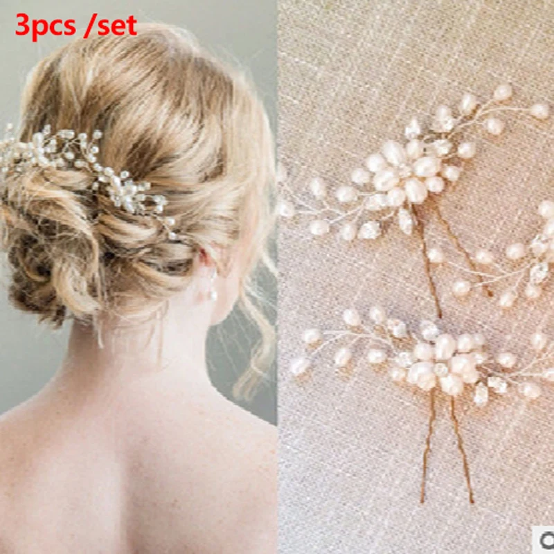 Fashion Crystal Pearl Wedding Hair Pins Flower Bridal Hairpins Bridesmaid Hair Clips Hair Accessories Barrettes Hairwear Jewelry bride hair clip Hair Accessories