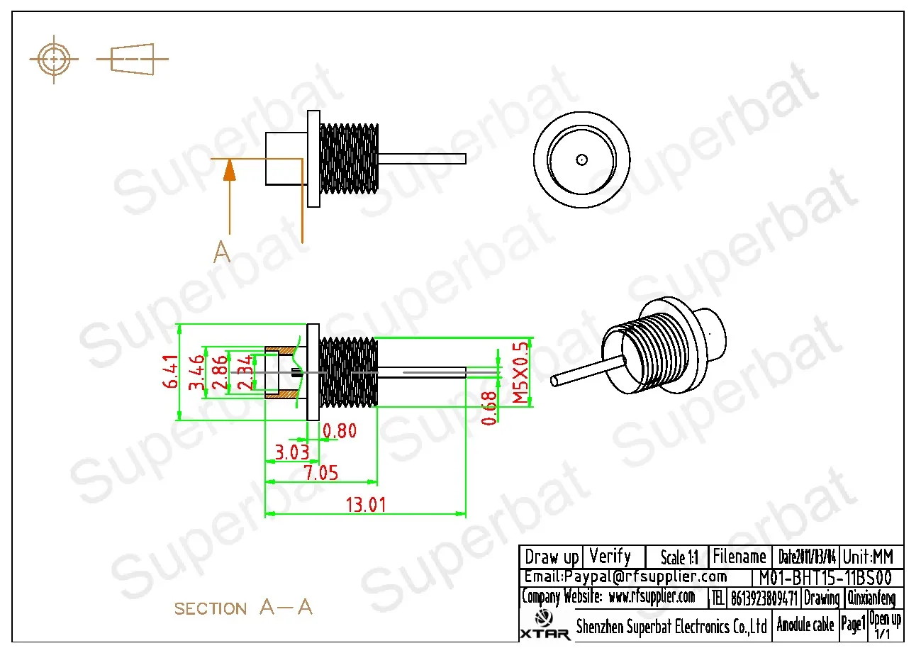 MMCX Panel Mount Female RF Coaxial Connectors for Electronic Components