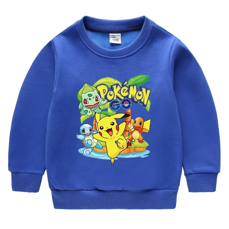 

MINISO Pikachu Children's Fleece Sweatshirt for Boys, Fleece Autumn and Winter Clothing for Girls, Thickened Children's Clothing