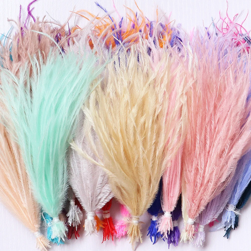 1 Bundle Natural Ostrich Feathers Filament String Dyed Colorful 10-15/15-18CM Fluffy Plumes For Clothes Bag Decor Sewing Crafts ostrich feathers,mixed color feathers,craft feathers,natural feathers