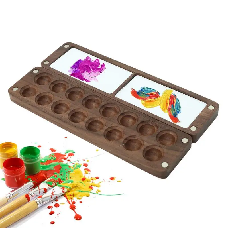 

Wooden Palette Box 16 Grids Tray Box For Watercolor Sketchbook 16-Grid Design Painting Tool For Traveling Sketchers Professional