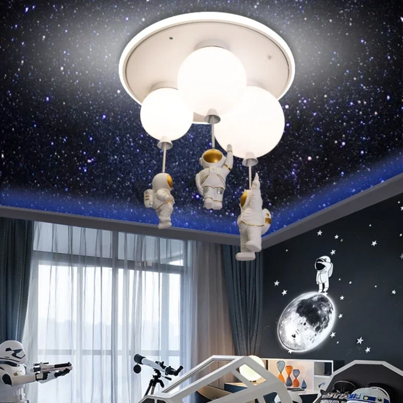 Modern Minimalist Creative Astronaut Balloon Ceiling Lamp Nordic Creche Boy Girl Room Led Chandelier Home Decor Lighting Fixture