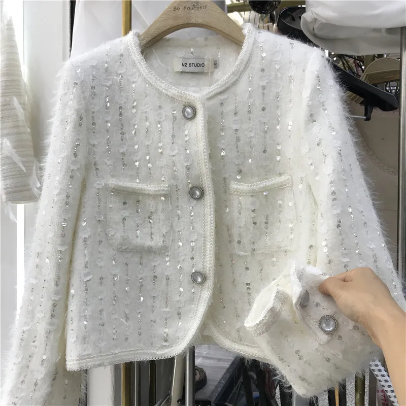 heavy-industry-beaded-sequins-braided-small-fragrance-short-coat-autumn-high-end-temperament-ladies-fringed-feather-outwear