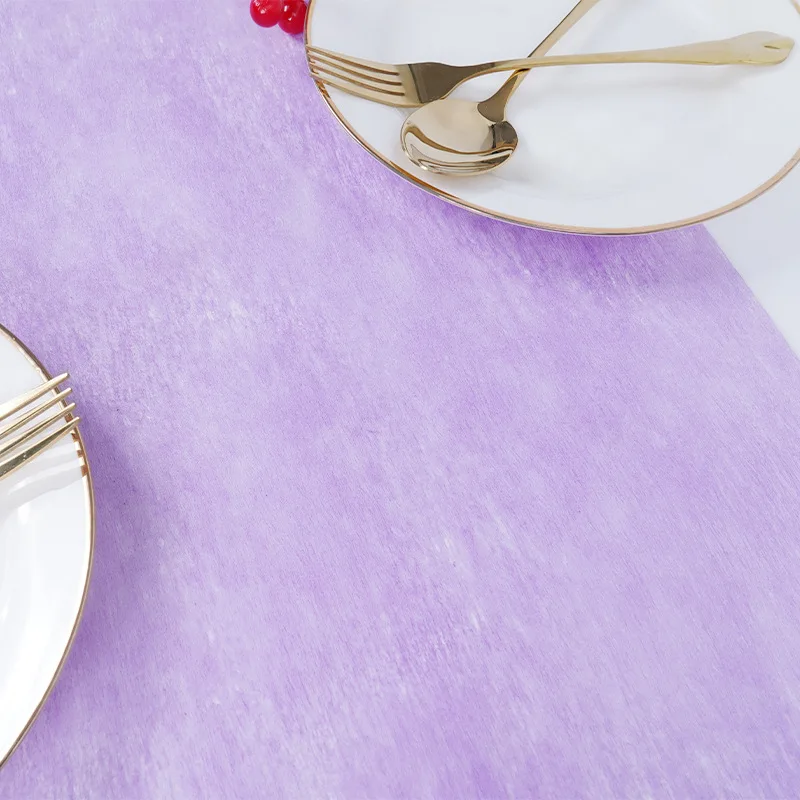 28X500CM Disposable Non-woven Fabric Table Runner ,Candy Color Sheer Dining Table Decoration For Wedding Party Banquet 4