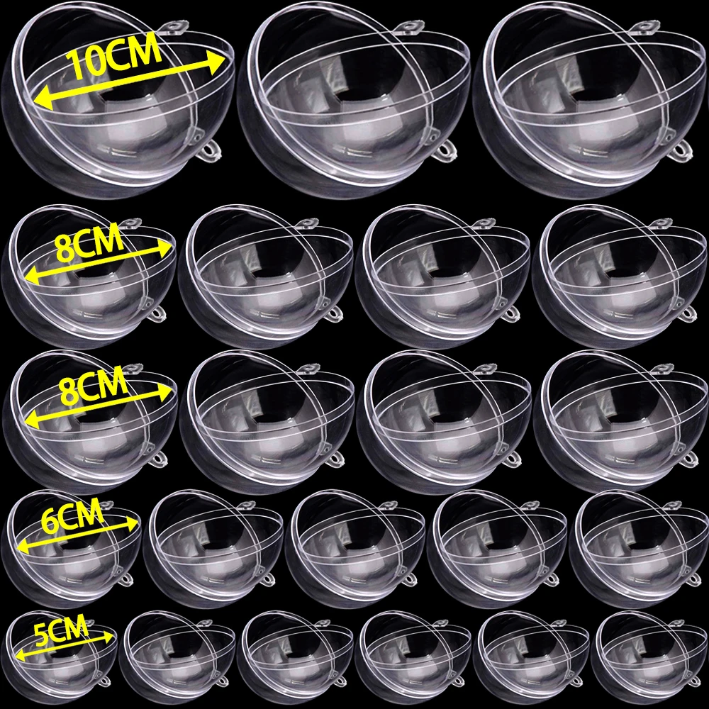 5-10CM Christmas Transparent Ball Plastic Fillable Bauble Xmas Tree Hanging Ornaments Decoration for Home Wedding Party Gift Box for christmas decorations