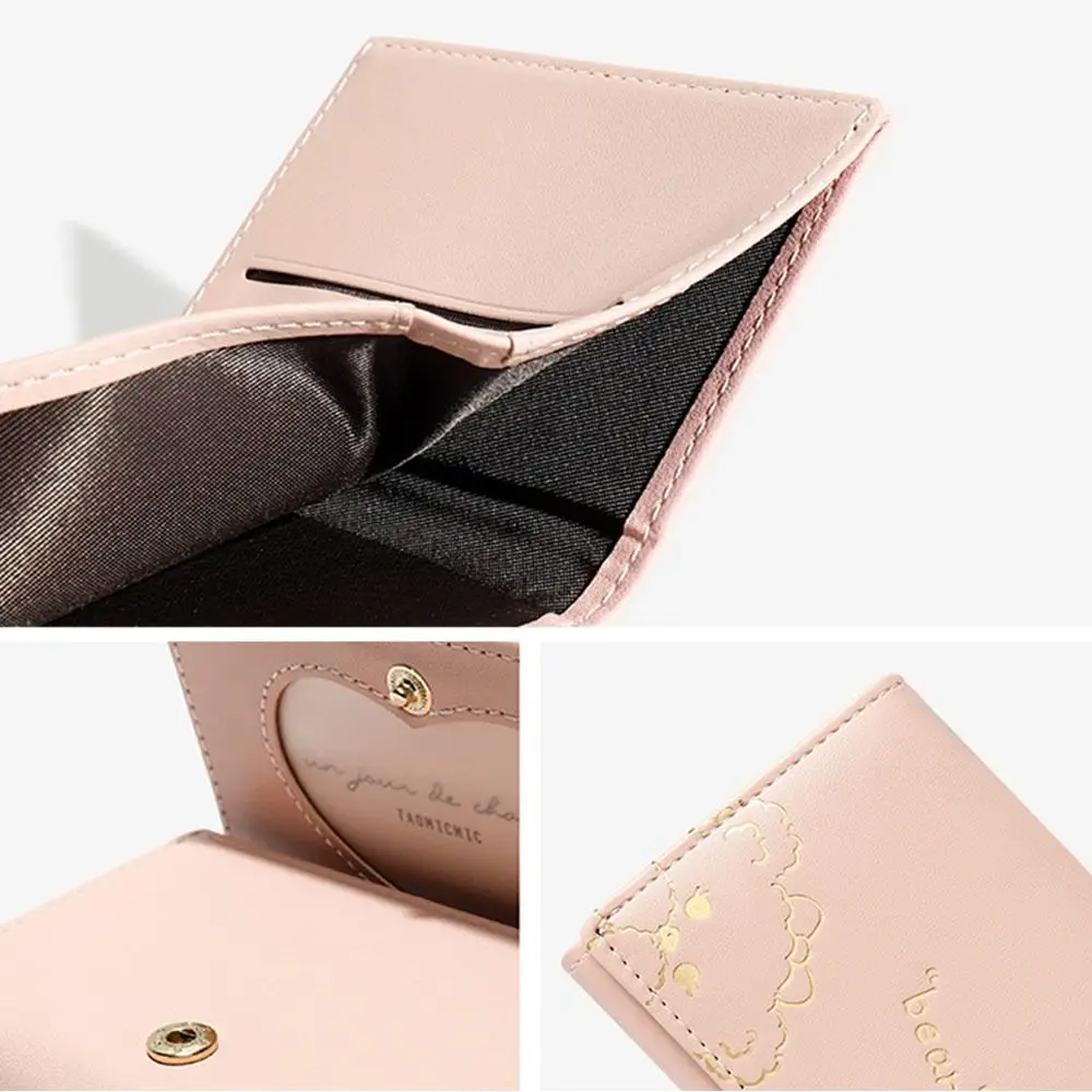 PU Leather Women Girls Cute Bear Short Wallets Ladies Small Purses Card Holder Fashion Female Clutch Bag