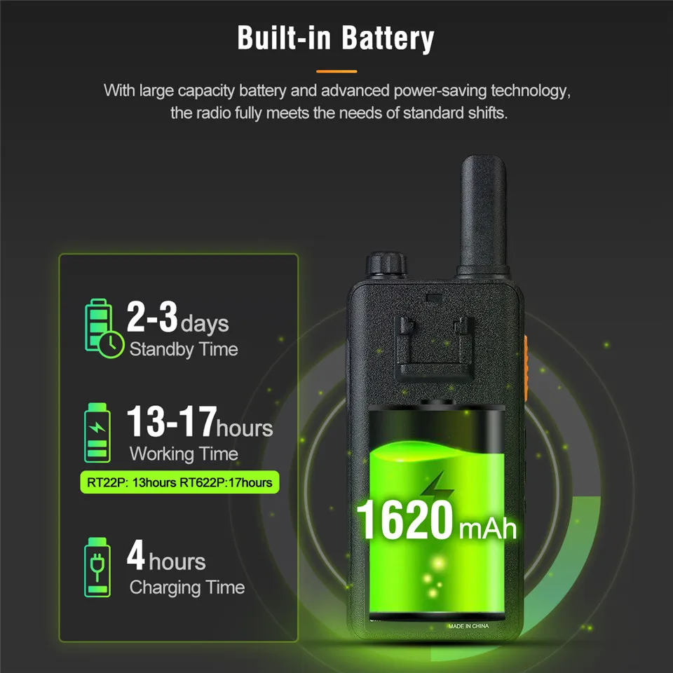 Retevis RT622P 15mm Ultra-thin Walkie-talkie PMR446 Pro 2 way Radio Type C VOX 5