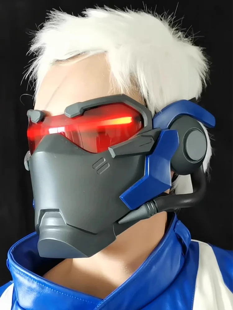 Game Overwatch Reaper Cosplay Scary Mask Soldier 76 LED Luminous Masks Men Cyberpunk Helmet Halloween Carnival Party Mask Props