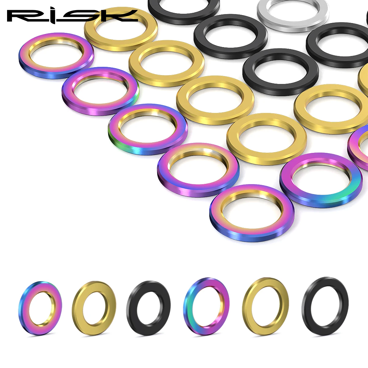 

RISK 10pcs M5/M6 Flat Washer Gasket Titanium Alloy Bicycle Spacer for Mountain Road Bike Bolts Screws Nuts Ring Adjusting Gasket