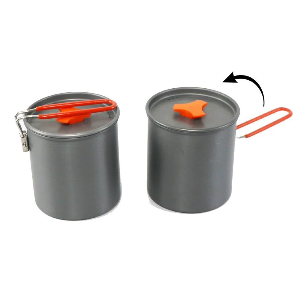 Camping Milk Pot Camping Cooking Pot 200g Weight 230g Gas Canister Storage Easy Storage Foldable Handle Hard Anodized Aluminum