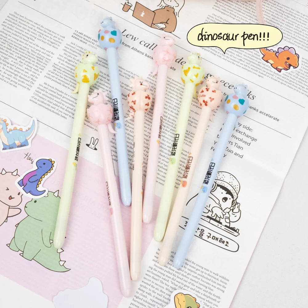 4 Pcs/Set Dinosaur Party Gel Pens Creative Cartoon 0.5mm Black Ink Quick-drying Smooth Writing Pen for School Office Stationery