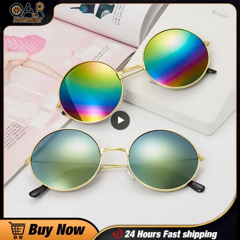 

1PCS Retro Round Hippie Sunglasses Fashion Circle Metal Colorful Round-frame Sunglasses For Women Men Disco Party Glasses