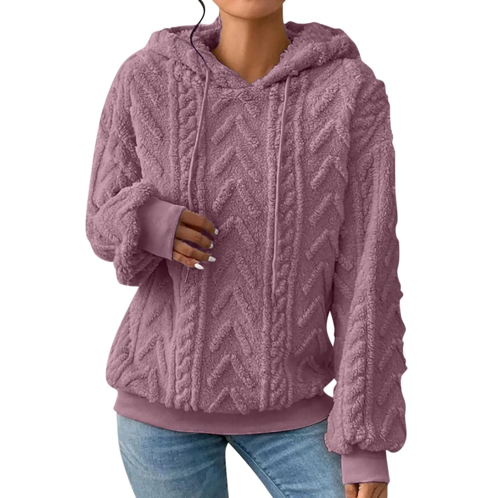 

Осенне-зимние толстовки с длинным рукавом, теплое пальто, пуловер, свитшот, плюшевая водолазка, на молнии, с воротником, Женская пушистая Свободная верхняя одежда с капюшоном