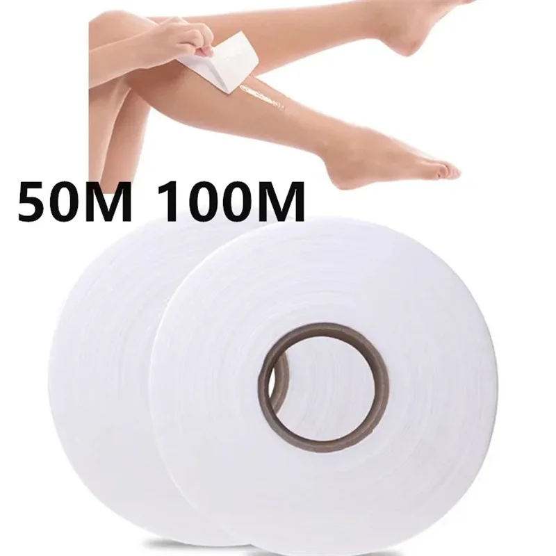 1 Roll 50m 100m Nonwoven Body Cloth Hair Remove Wax Paper Rolls Wax Strips For Hair Removal High Quality Hair Removal Epilator 3