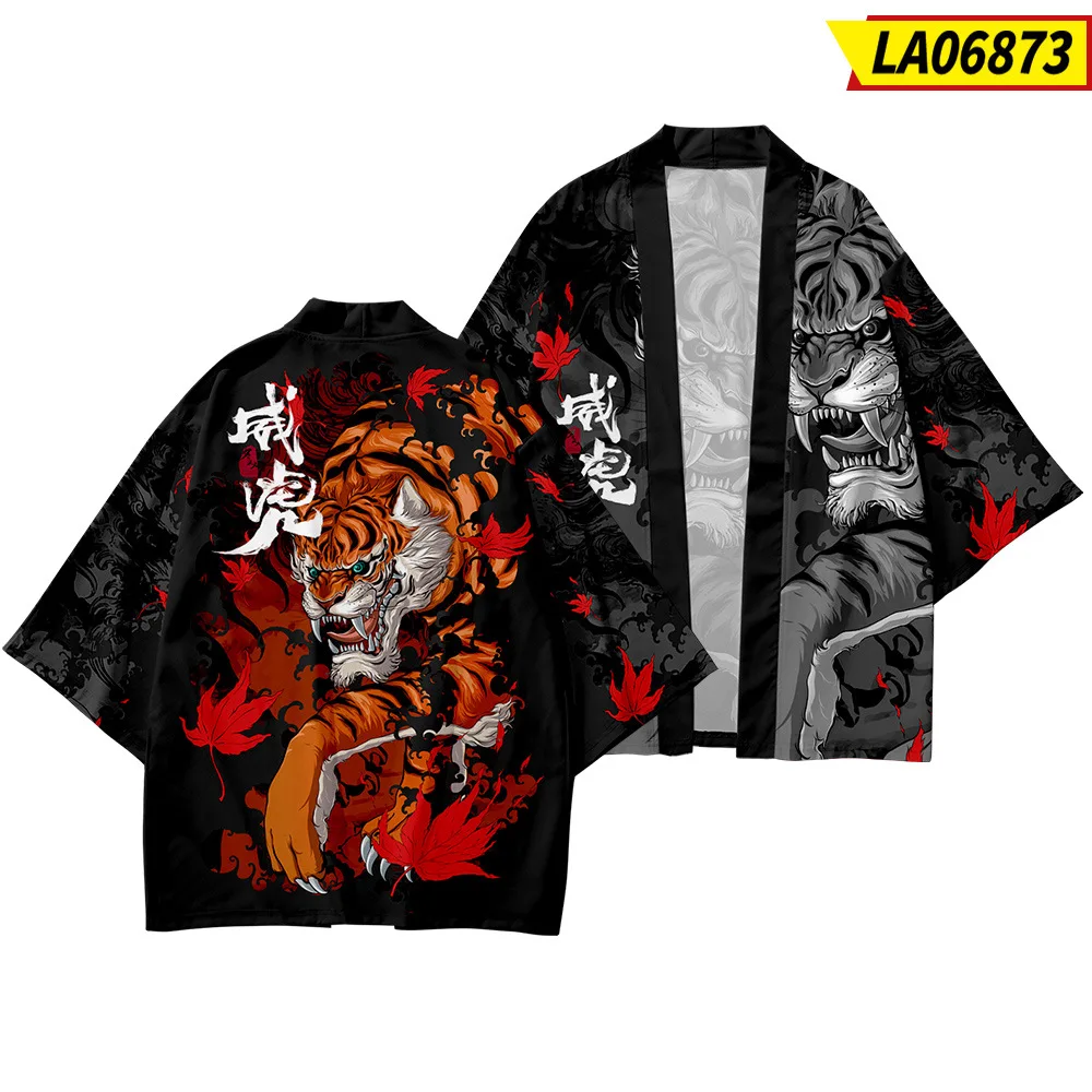 Kimono Streetwear Cardigan Cosplay Haori Yukata Tops Robe Plus Size 5XL 6XL Tiger Print Beach Japanese Style Men Women