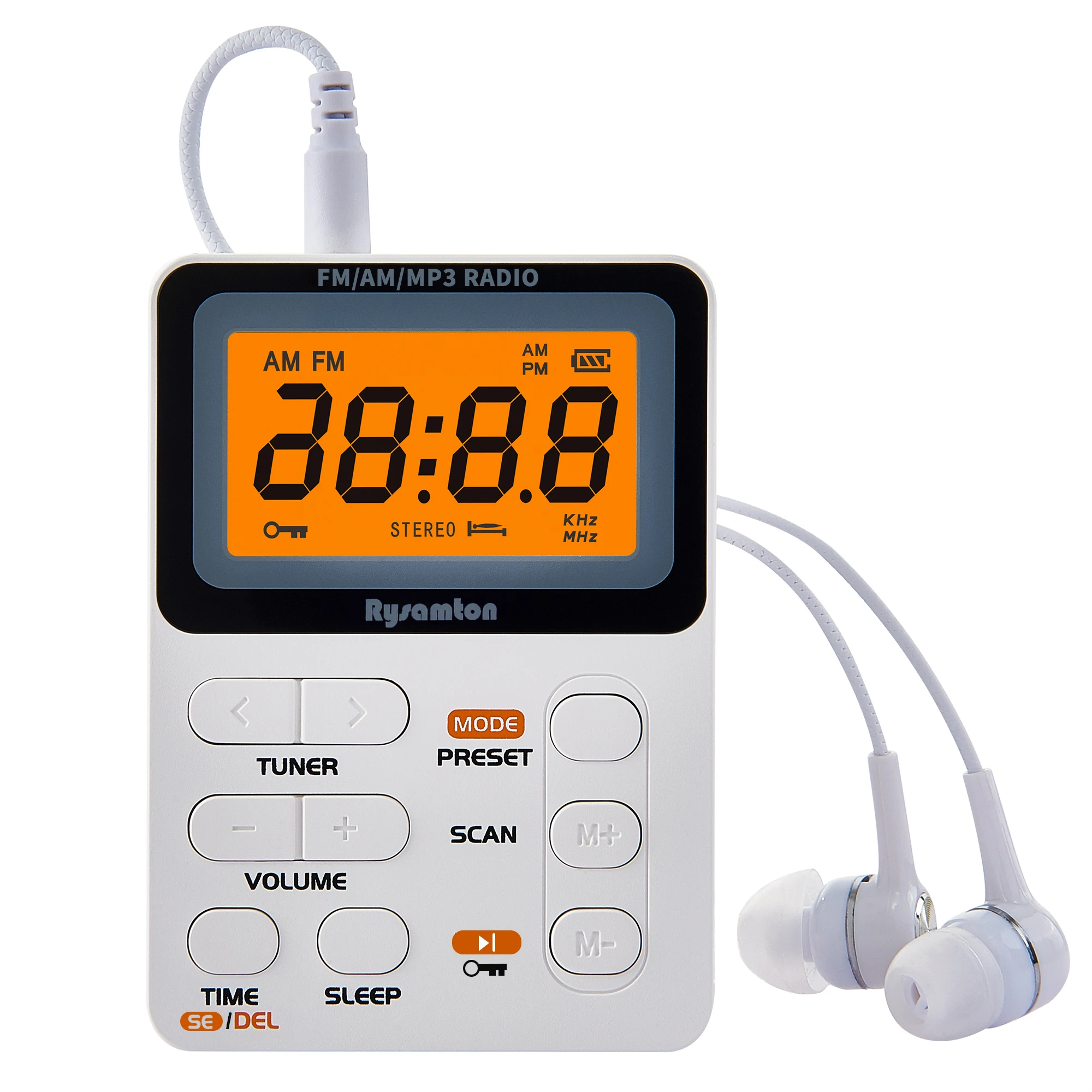 Rysamton Portable Radio, AM/FM Pocket Radio with Rechargeable Battery, Best Reception,Large Digital Displays, Earphone Included