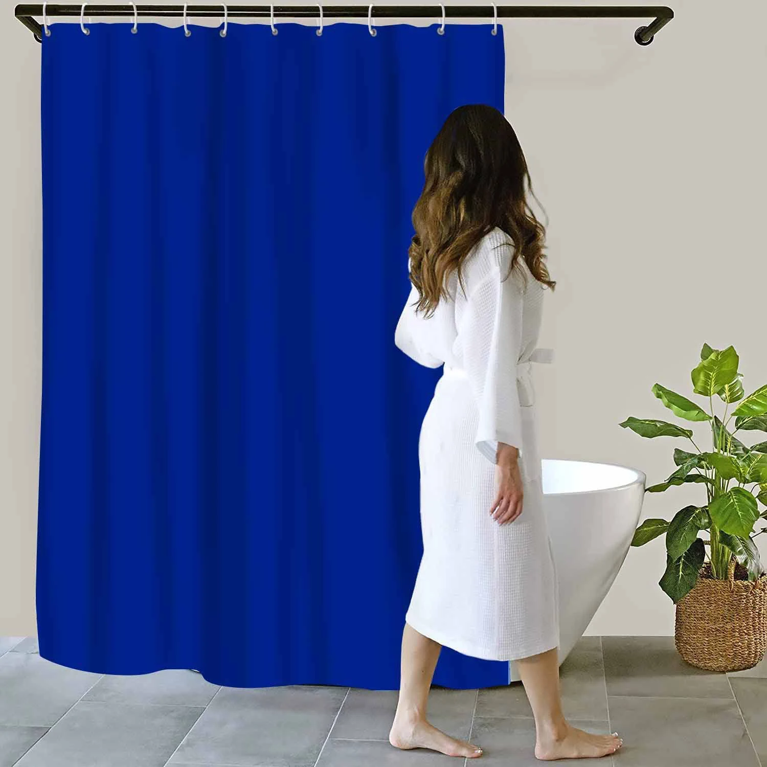 Shower Curtains Blue Solid Color Thickened Waterproof Upgraded PVC Shower Curtain 180 X 200 cm 12 hooks