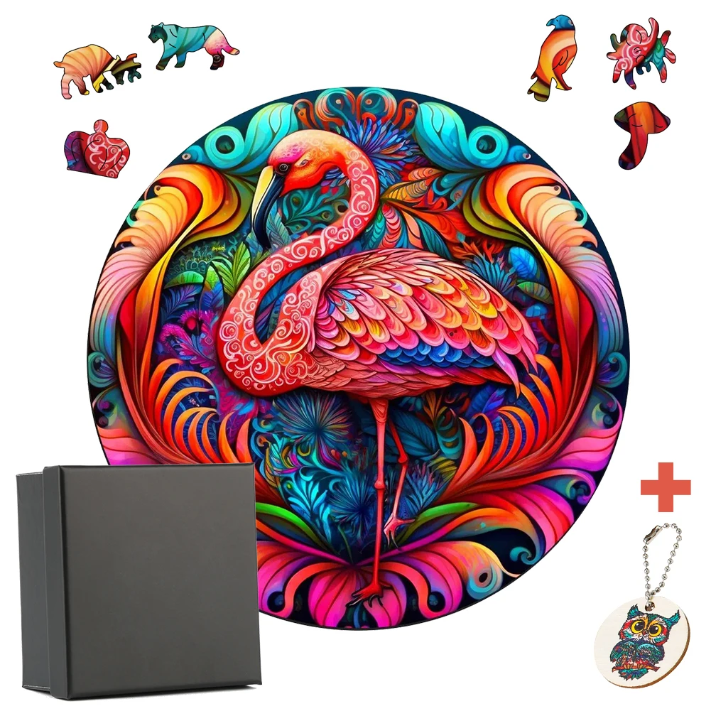 

Jigsaw Toy Flamingos 3D Wooden Puzzles DIY Unique Handicraft Popular Animal Shape Birthday Child Toys For Adults Puzzle