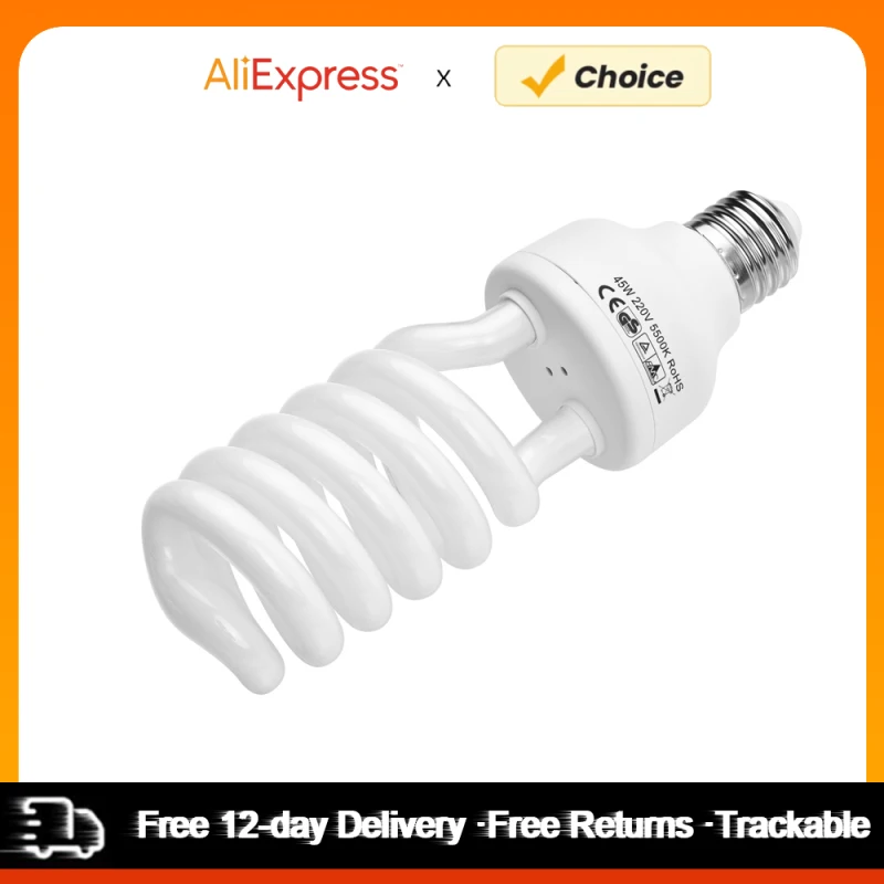 Spiral Fluorescent Light Bulb 45W 5500K Daylight E27 Socket Energy