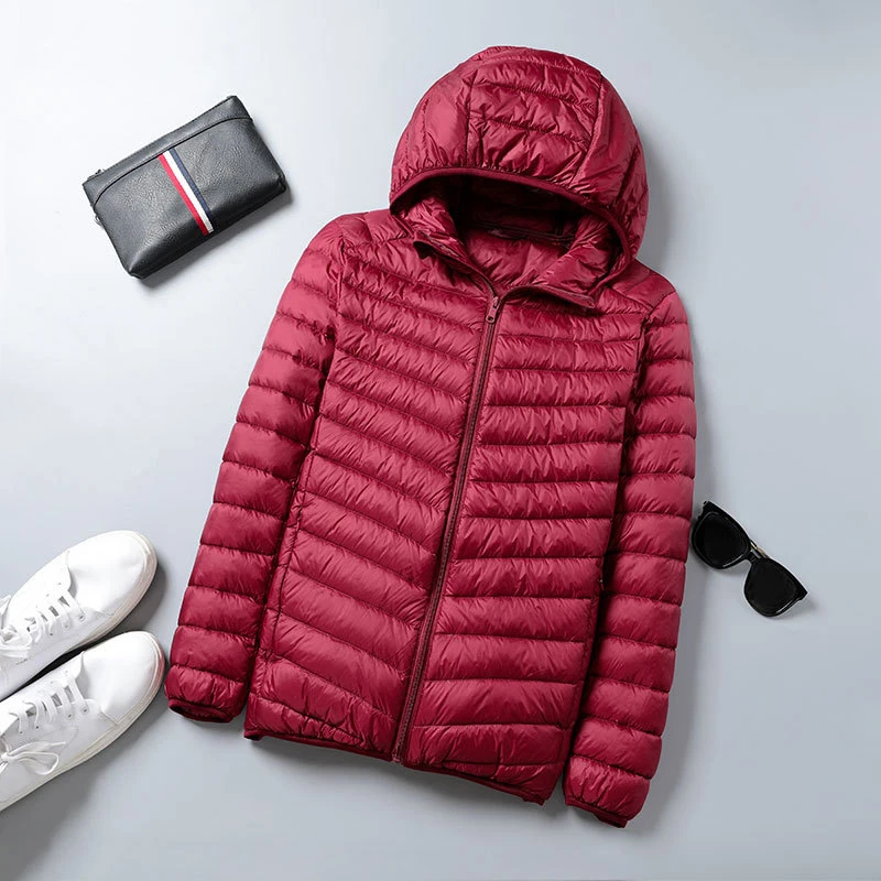 

2023 New Ultra Light Thin Hooded Down Coat Portable Windproof Puffer Parkas Male Overcoat Men's Winter Coat Duck Down Jacket