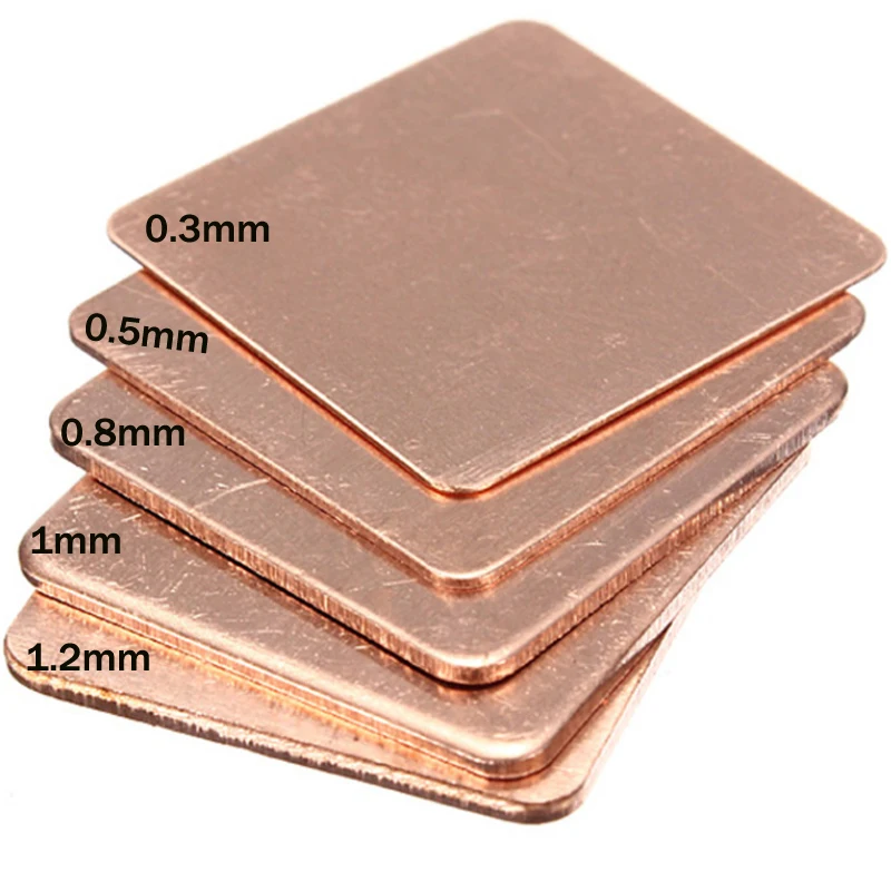 10/25PCS Heatsink Copper Pad 0.3mm-2mm Thickness Laptop Copper Sheet Plate Strip Shim Thermal Pad For GPU CPU Chip RAM Cooling