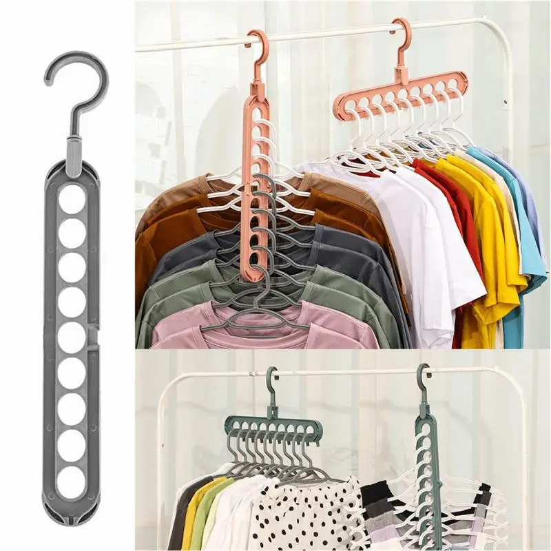 5/10pcs 9-hole Space Save Hanger 360 Rotating Multifunction