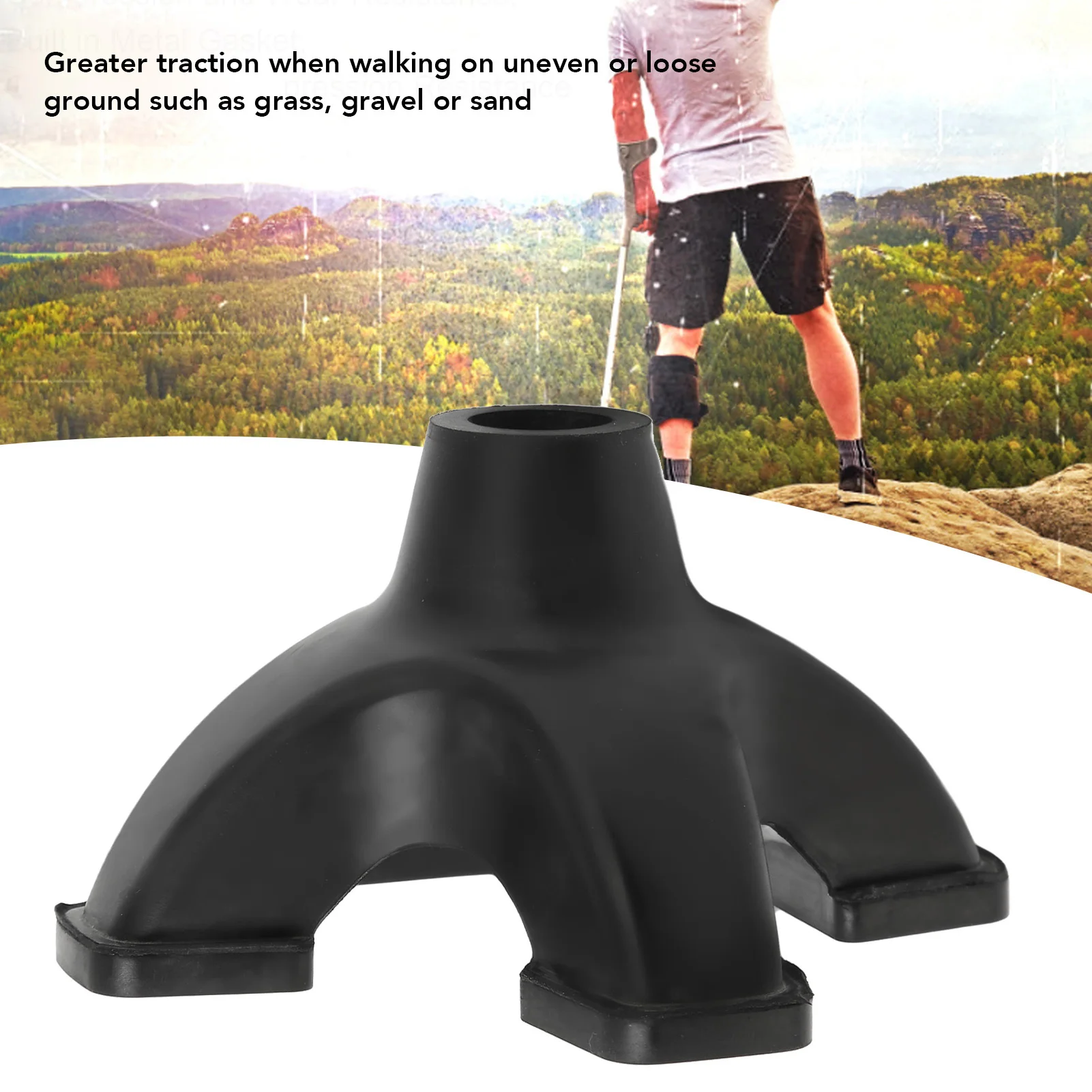 Cane Tip Quad 16mm Imitation Tire Texture Corrosion Resistance Rubber Antiskid with 4 Contact Points,walking stick attachment