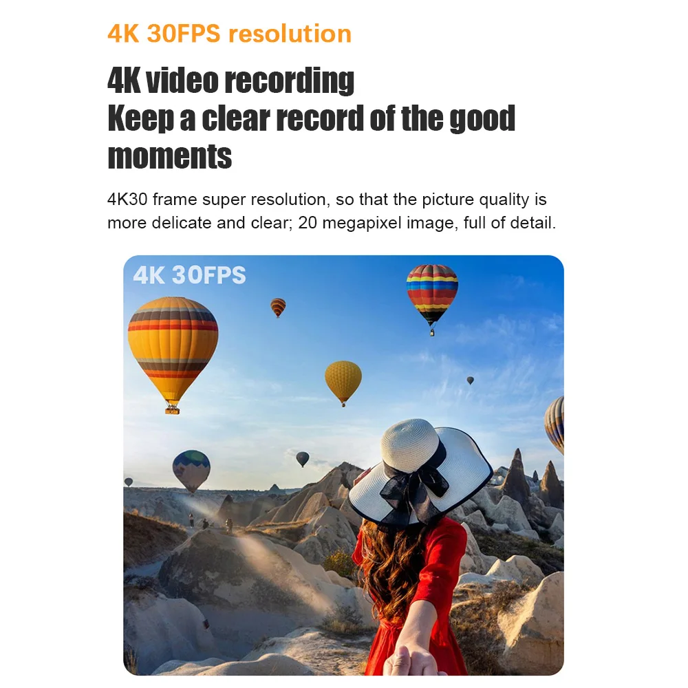 SJCAM SJ20 액션 카메라, 4K 울트라 HD 20MP 스포츠 카메라, 2.0 인치 터치 컨트롤 스크린, 40m 방수, 카메라 충전 그립 포함