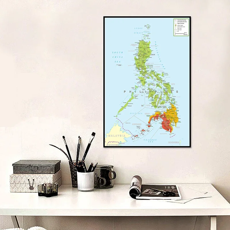 59*84cm The Philippines Administrative Map In English Canvas Painting Unframed Poster and Print Living Room Home Decoration
