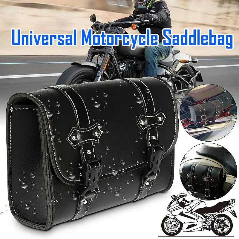 

Universal Motorcycle Saddle Bags Leather Side Storage Luggage Bag Fork Tool Pouch Saddlebags For Honda/Yamaha/Suzuki/Kawasaki