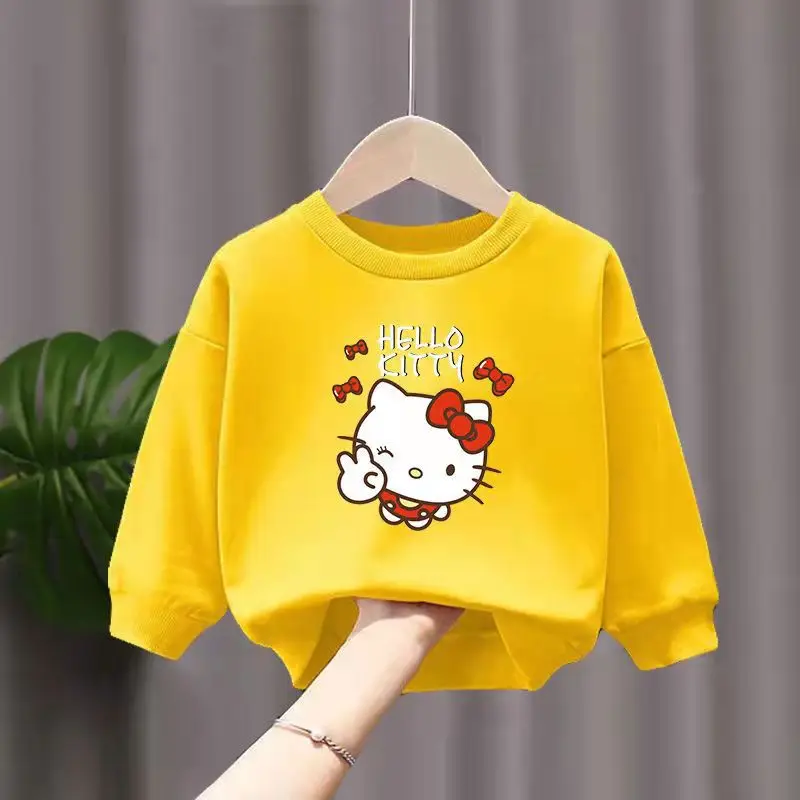 thumbnail image 1 of Hello Kitty-suéter con estampado de dibujos animados para niñas, Top holgado de manga larga de otoño, ropa dulce y bonita para niños, 1 of 5