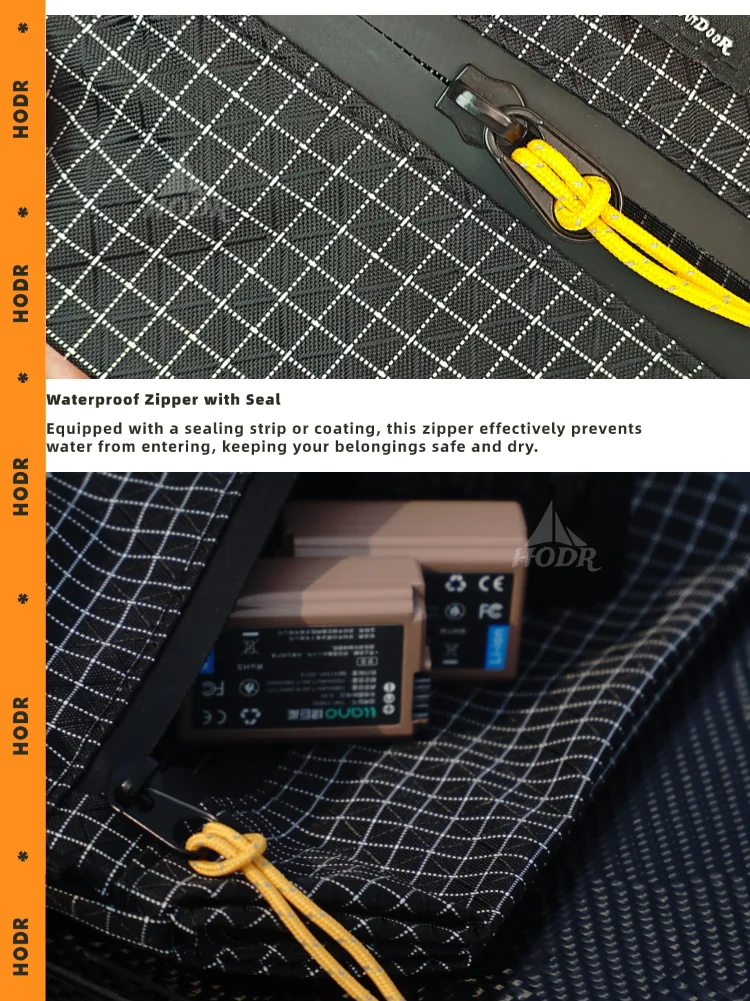 Dyneema zipper pouch with orange fabric variant