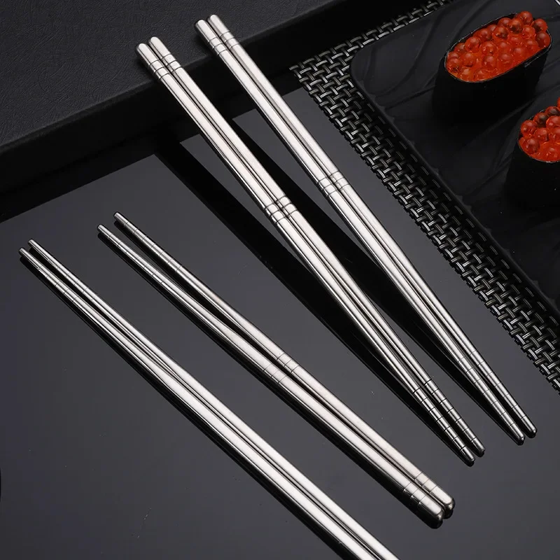 

1 Pair 304 Stainless Steel Chopstick Tableware Korean Non-Slip Chopsticks Antiskid Household Metal Reusable Chopstick